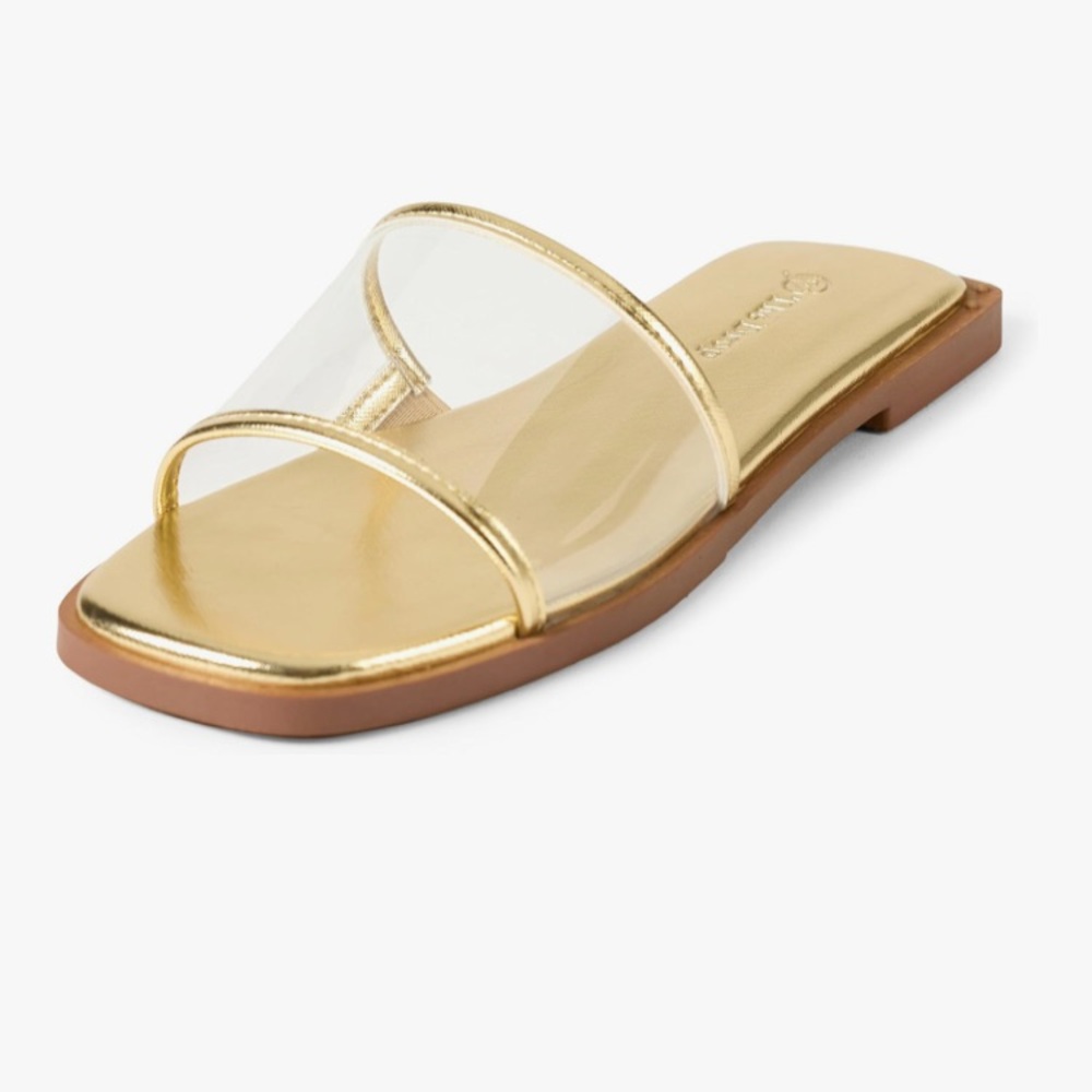 NWT The Drop Oslo one band gold and clear flat sandals size 6.5